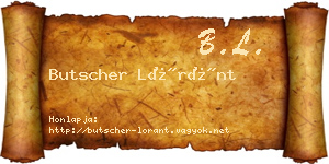 Butscher Lóránt névjegykártya